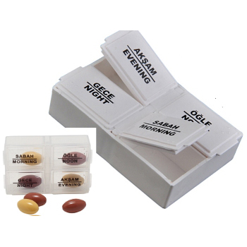 MDK-2004 - 4 section Daily Medicine Case for Pills/Vitamin/Fish Oil/Supplements